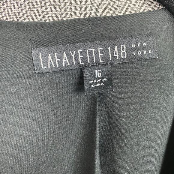 Lafayette 148 New York Black&White Chevron Virgin Wool One Button Blazer Sz.16 - Picture 7 of 13